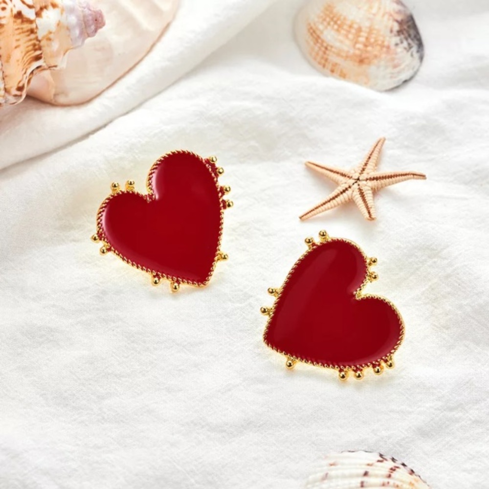 Boho Vintage Gold heart earrings - Picture 3 of 8